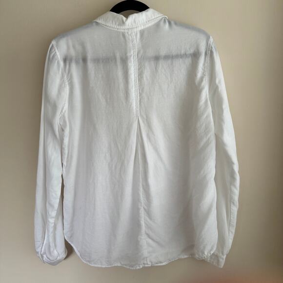 Cloth & Stone Pleated Top White Button Up Collared Long Sleeve Sz M Women's - Picture 3 of 3